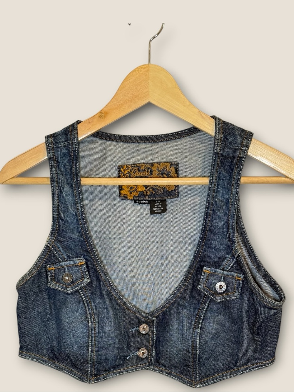 GUESS Jeans Women's Dark Blue Denim Vest